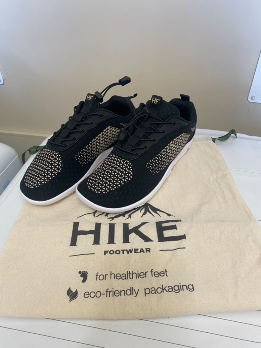 HIKE Footwear Cloud Women's Black Athletic Sneakers with White Sole